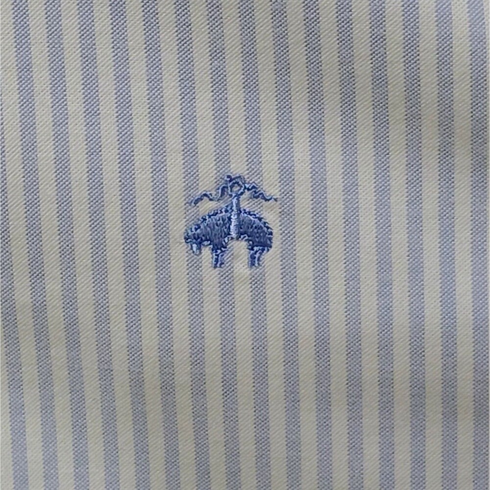 Brooks Brothers Non-Iron Stretch Oxford Short Sleeve Shirt Men's Medium Blue - Picture 3 of 8